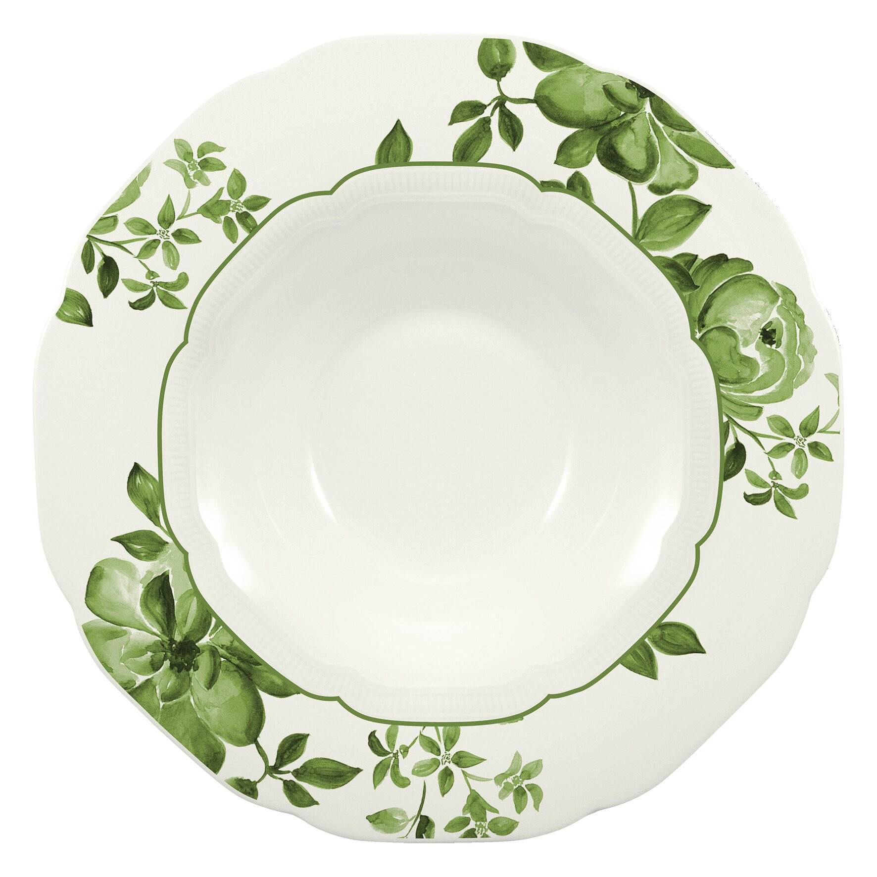 Floral Charm, Teller tief rund Fahne mit Relief ø 278 mm / 0,40 l green